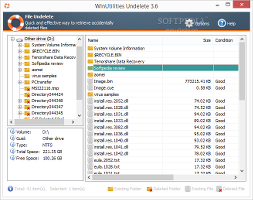 Showing the File Undelete module in WinUtilities Professional Edition
